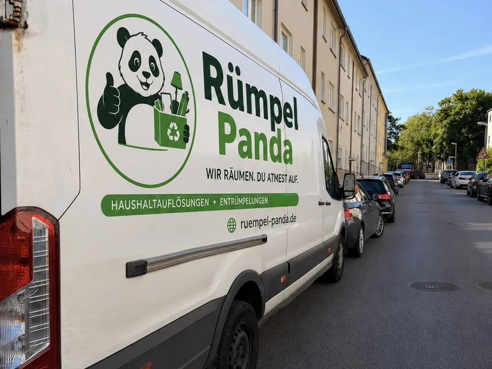 Gebrandeter Rümpel-Panda-Transporter vor einem Einsatz in Essen
